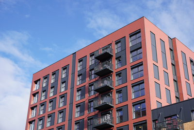 block of new build flats in UK