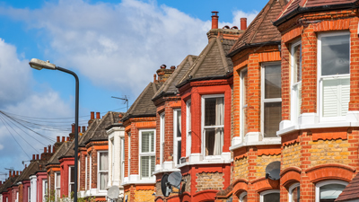 row of red bricked houses in UK